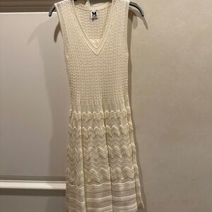 MISSONI white lined summer knit dress, Size Small